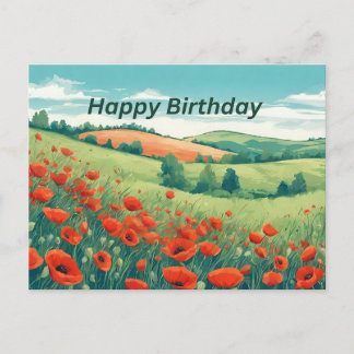 Gelukkige verjaardag Rode Klaproos Bloemwei Briefkaart