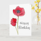 Gelukkige Verjaardag Rode Poppy Bloem Botanische K Kaart (Gele Bloem)