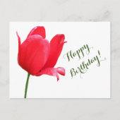 Gelukkige Verjaardag rode tulp minimalistische blo Briefkaart (Voorkant)