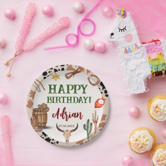 Gelukkige verjaardag Rodeo Party Cowboy Papieren Bordje (Feest)
