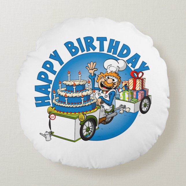 Gelukkige verjaardag rond kussen (Voorkant)