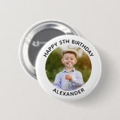 Gelukkige Verjaardag Ronde Foto Wit Button 5,7 Cm (Voorkant /achterkant)