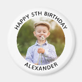 Gelukkige Verjaardag Ronde Foto Wit Magneet (Voorkant)