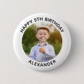 Gelukkige Verjaardag Ronde Foto Wit Ronde Button 5,7 Cm (Voorkant)