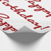 Gelukkige verjaardag! rood Casual schrift Cadeaupapier (Hoek)