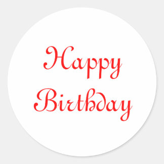 Gelukkige verjaardag. Rood en wit. Aangepast Ronde Sticker