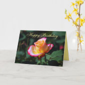 Gelukkige Verjaardag Rood, Geel en Wit Rose Kaart (Gele Bloem)