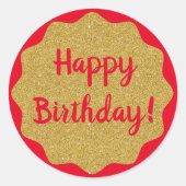 Gelukkige Verjaardag Rood Minimaal Eenvoudig Ronde Sticker (Voorkant)