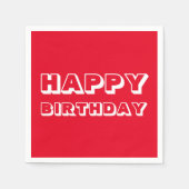 Gelukkige Verjaardag, Rood wit modern vet document Servet (Voorkant)