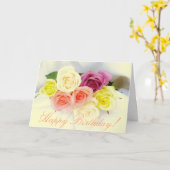 Gelukkige Verjaardag! rose boeket Kaart (Gele Bloem)