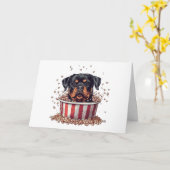 Gelukkige Verjaardag Rottweiler Dog Film Popcorn B Kaart (Gele Bloem)