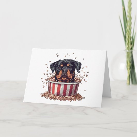 Gelukkige Verjaardag Rottweiler Dog Film Popcorn B Kaart (Voorkant)