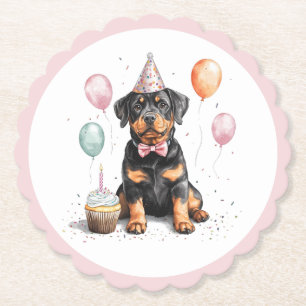 Gelukkige verjaardag Rottweiler hond Kartonnen Onderzetters