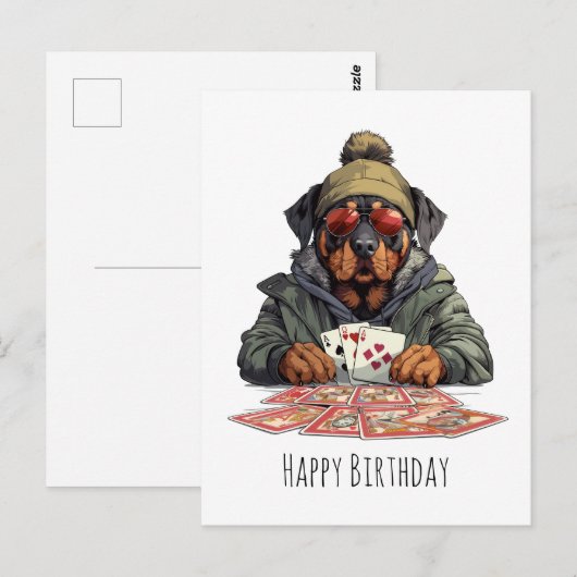 Gelukkige Verjaardag Rottweiler Hond Speelkaarten Briefkaart (Voorkant / Achterkant)