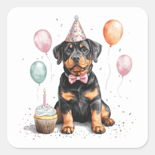 Gelukkige verjaardag Rottweiler hond Vierkante Sticker