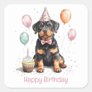Gelukkige verjaardag Rottweiler hond Vierkante Sticker