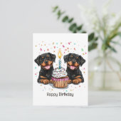 Gelukkige Verjaardag Rottweiler Honden Briefkaart (Staand voorkant)