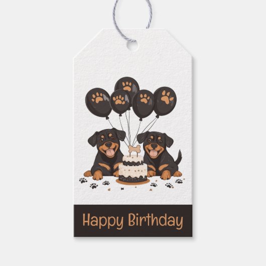 Gelukkige Verjaardag Rottweiler Honden Cadeaulabel (Voorkant)