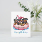 Gelukkige Verjaardag Rottweiler Honden Flamingo Zw Briefkaart (Staand voorkant)