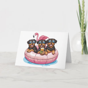 Gelukkige Verjaardag Rottweiler Honden Flamingo Zw Kaart