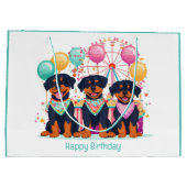 Gelukkige verjaardag Rottweiler Honden op een Carn Groot Cadeauzakje (Achterkant)