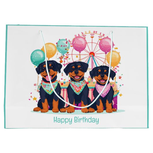 Gelukkige verjaardag Rottweiler Honden op een Carn Groot Cadeauzakje (Achterkant)