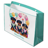 Gelukkige verjaardag Rottweiler Honden op een Carn Groot Cadeauzakje (Achterkant Gekanteld)