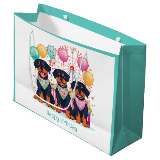 Gelukkige verjaardag Rottweiler Honden op een Carn Groot Cadeauzakje (Voorkant Gekanteld)