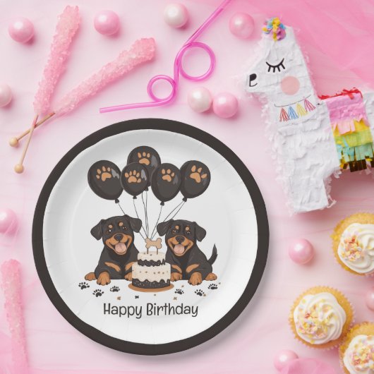 Gelukkige Verjaardag Rottweiler Honden Papieren Bordje (Feest)