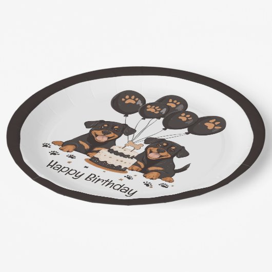 Gelukkige Verjaardag Rottweiler Honden Papieren Bordje (Gekanteld)