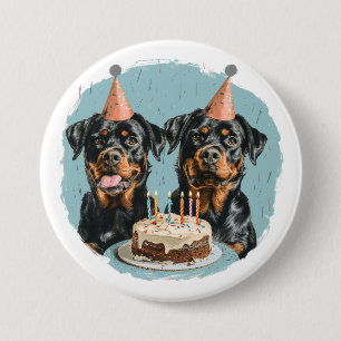 Gelukkige Verjaardag Rottweiler Honden Ronde Button 7,6 Cm