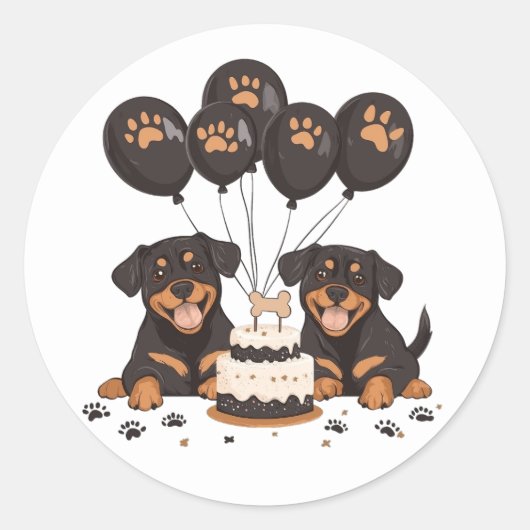 Gelukkige Verjaardag Rottweiler Honden Ronde Sticker (Voorkant)