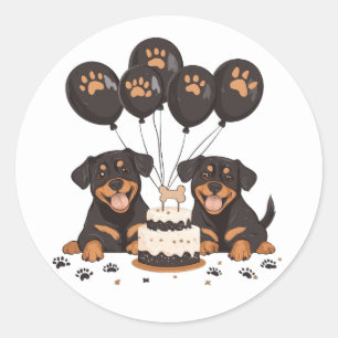Gelukkige Verjaardag Rottweiler Honden Ronde Sticker