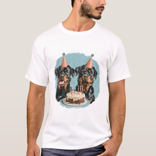 Gelukkige Verjaardag Rottweiler Honden T-shirt (Voorkant)
