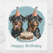 Gelukkige Verjaardag Rottweiler Honden Wijn Etiket (Enkel label)