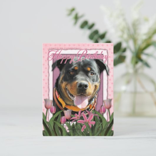 Gelukkige Verjaardag - Rottweiler - SambaParTi Briefkaart (Staand voorkant)