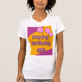 Gelukkige verjaardag roze ballonnen en taart ontwe t-shirt (Voorkant)