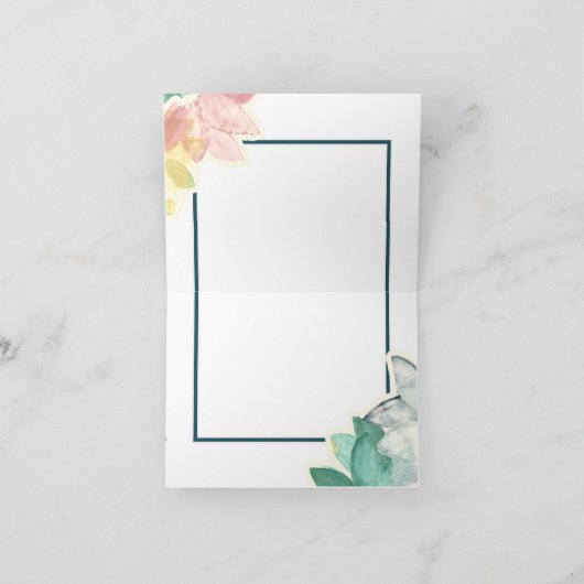 Gelukkige Verjaardag Roze Blauwe Tekst Tropische B Kaart (Binnen)