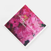 Gelukkige Verjaardag Roze Bloemen Aangepaste Naam Servet (Hoek)