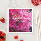 Gelukkige Verjaardag Roze Bloemen Aangepaste Naam Servet (Insitu)