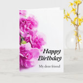 Gelukkige Verjaardag Roze bloemen op witte achterg Kaart (Gele Bloem)