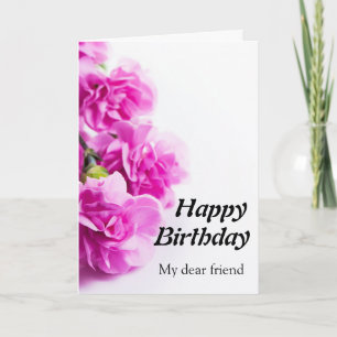 Gelukkige Verjaardag Roze bloemen op witte achterg Kaart