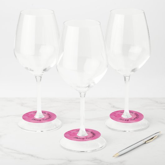 Gelukkige Verjaardag Roze Chic Girly Waterverf Mon Wijnglaslabel (Set)