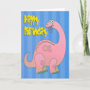 Gelukkige Verjaardag Roze Dinosaurus Kaart