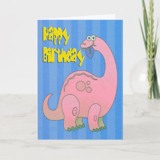Gelukkige Verjaardag Roze Dinosaurus Kaart