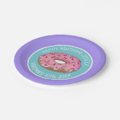 Gelukkige Verjaardag Roze Donut Doughnut Dag Meisj Papieren Bordje (Gekanteld)