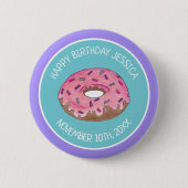 Gelukkige Verjaardag Roze Donut Doughnut Dag Meisj Ronde Button 5,7 Cm (Voorkant)