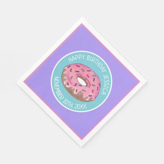 Gelukkige Verjaardag Roze Donut Doughnut Dag Meisj Servet (Hoek)