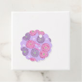 Gelukkige Verjaardag Roze en Paarse Bloemen Gift L Bedankjes Labels (In situ)