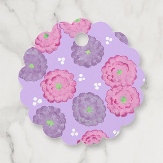 Gelukkige Verjaardag Roze en Paarse Bloemen Gift L Bedankjes Labels (Achterkant)